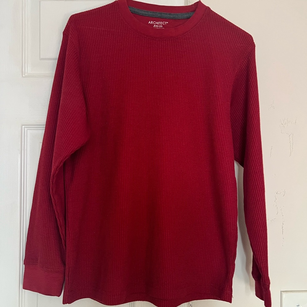 Architect Deep Red Long Sleeve Men's Tee Size XL